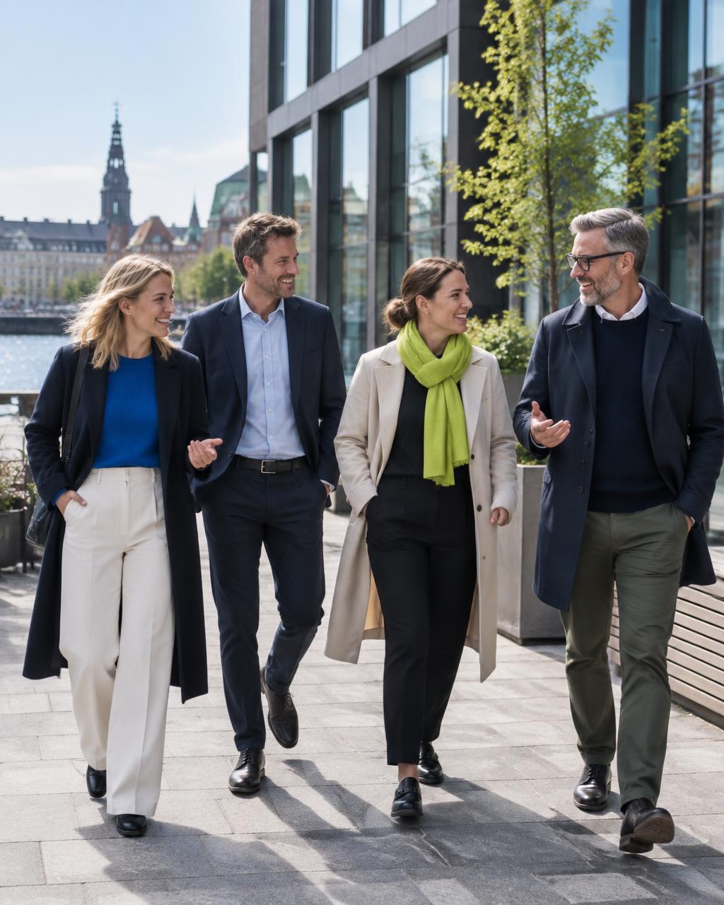 Kolleger går sammen i arbejdsdagen